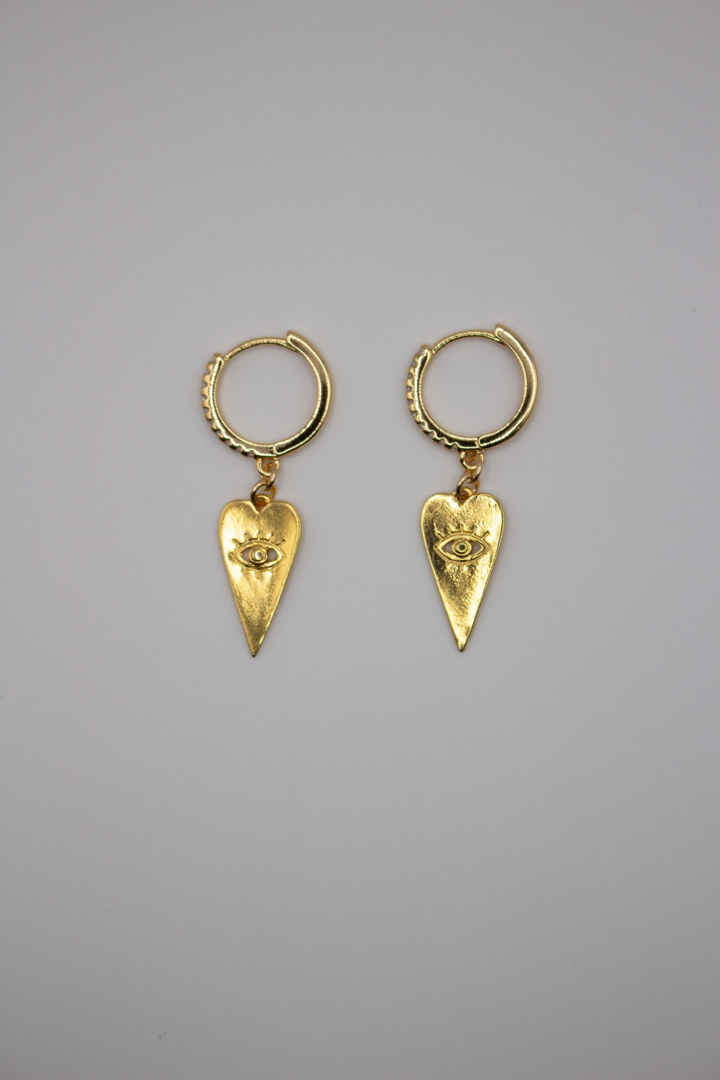 Gold Evil Eye Hearts on Fire huggies