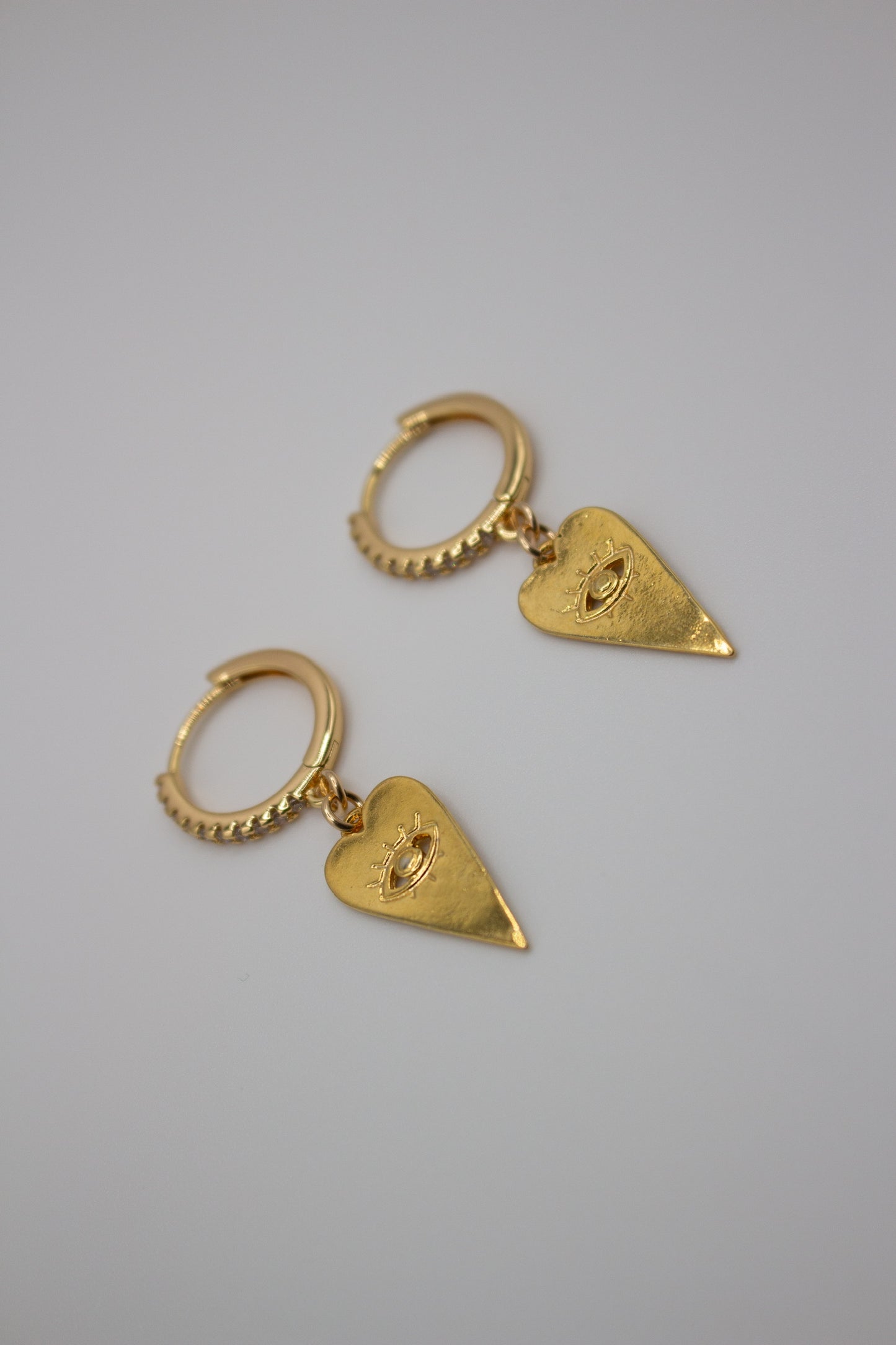 Gold Evil Eye Hearts on Fire huggies