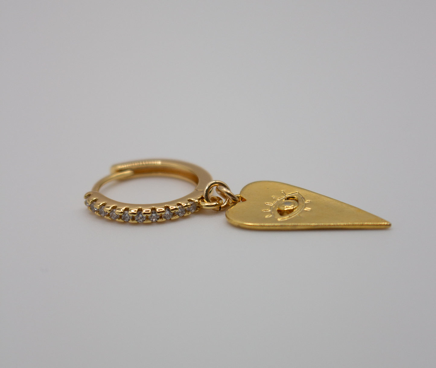 Gold Evil Eye Hearts on Fire huggies
