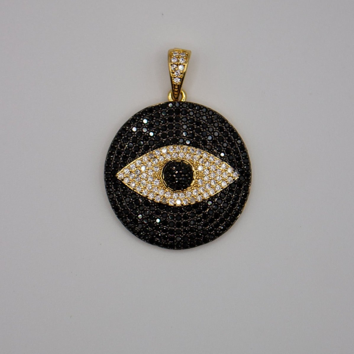 Gold Circle Evil Eye Charm Pendant