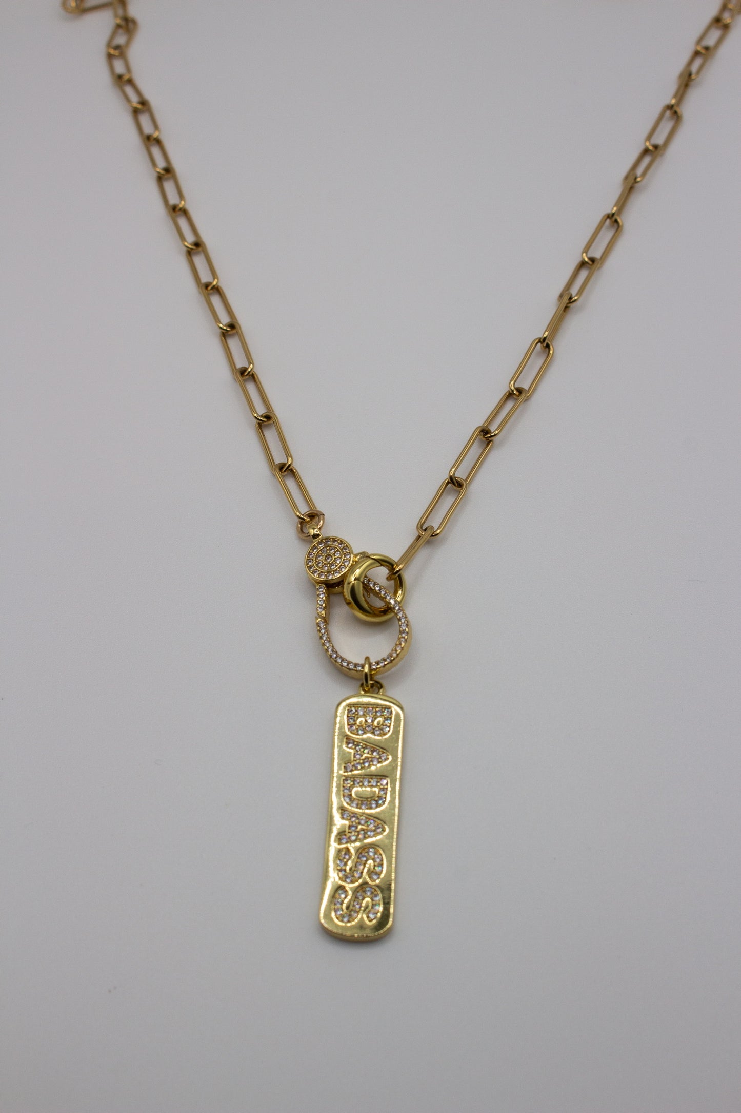 BadAss gold Charm Dog Tag Pendant