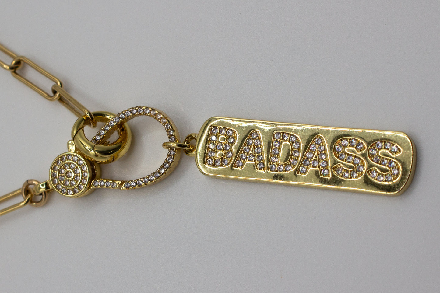 BadAss gold Charm Dog Tag Pendant
