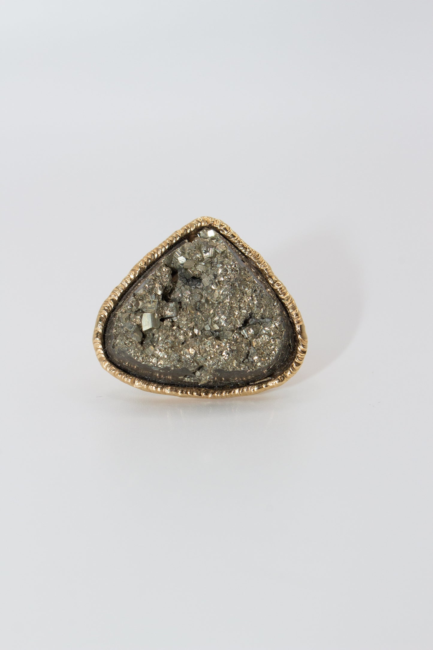 BOLD Heart Stone Pyrite gold adjustable ring