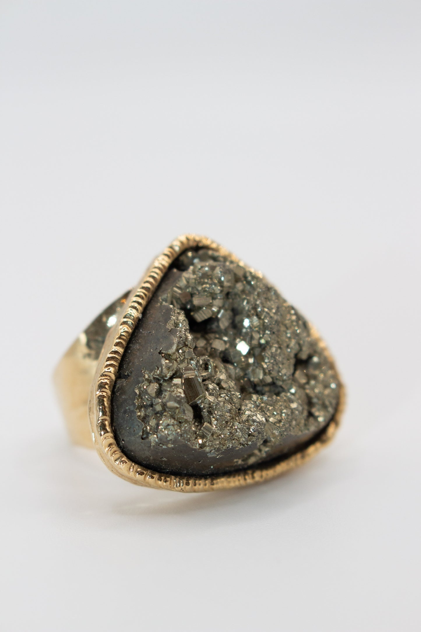 BOLD Heart Stone Pyrite gold adjustable ring