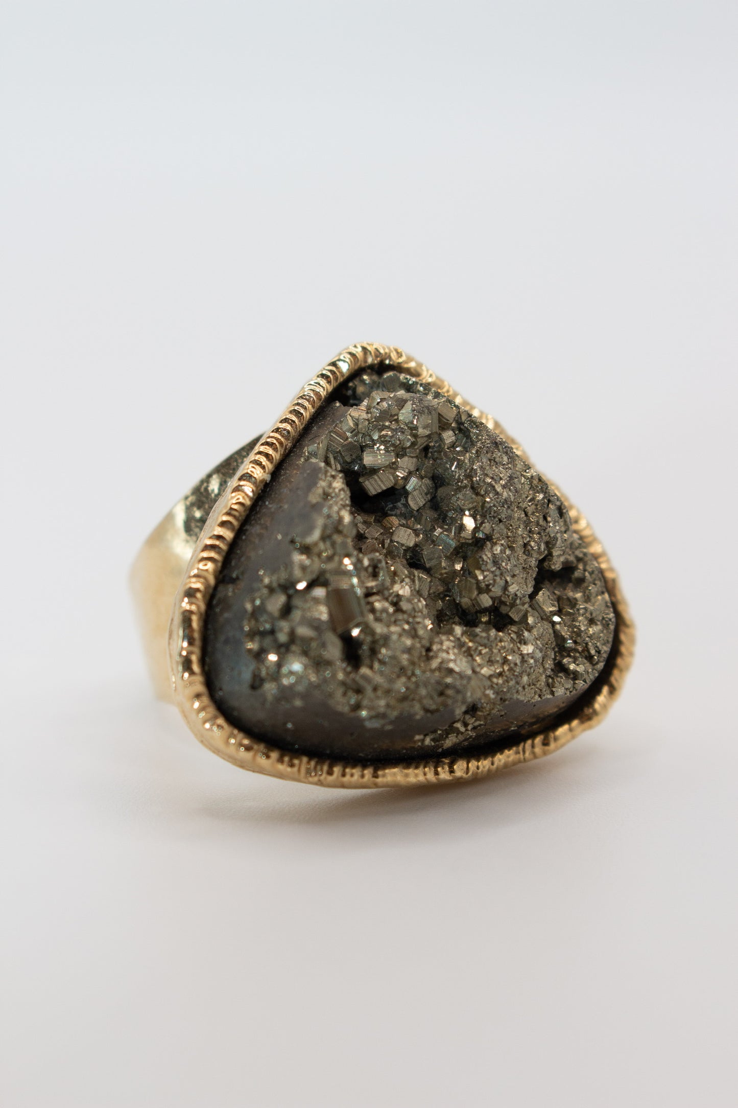 BOLD Heart Stone Pyrite gold adjustable ring