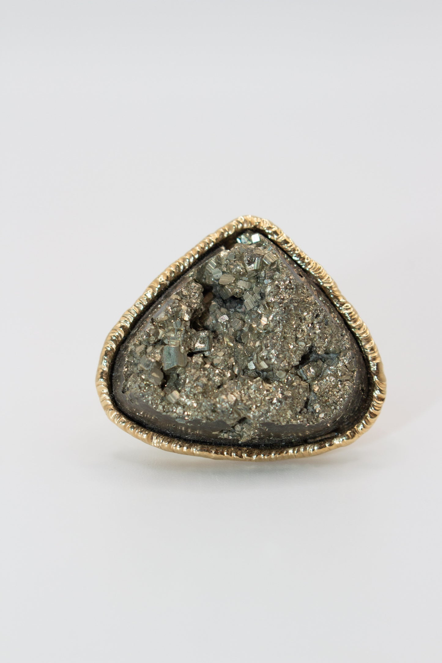 BOLD Heart Stone Pyrite gold adjustable ring