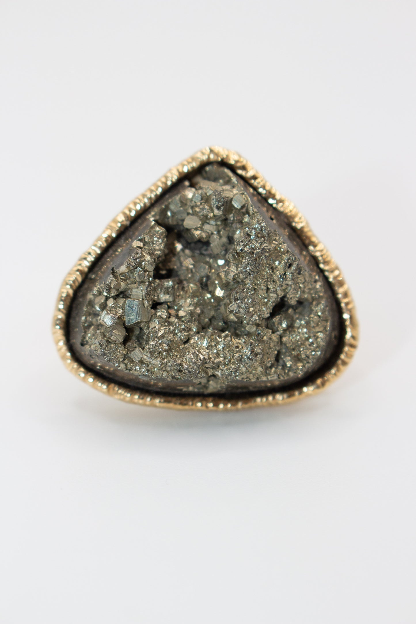 BOLD Heart Stone Pyrite gold adjustable ring