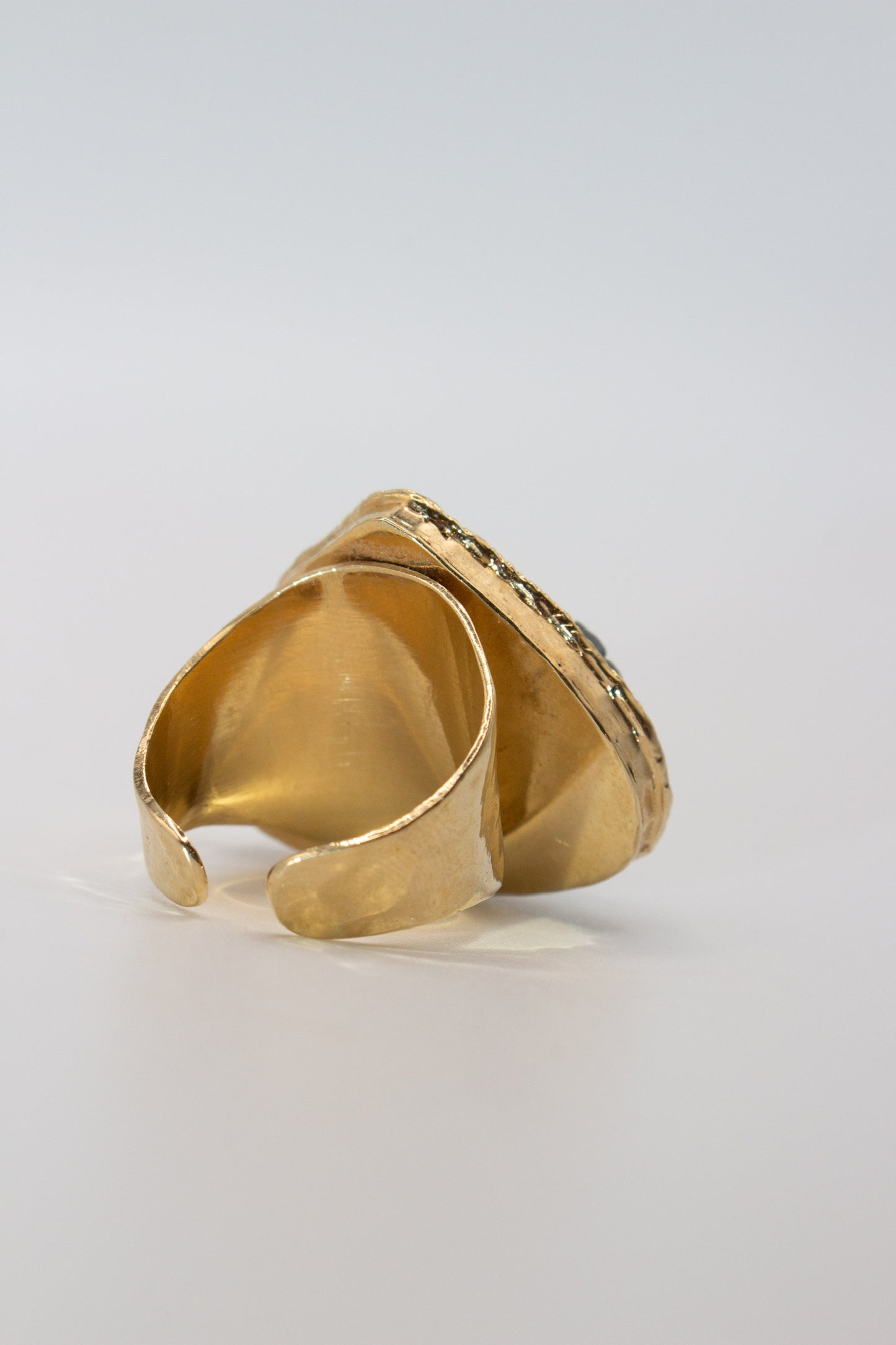 BOLD Heart Stone Pyrite gold adjustable ring
