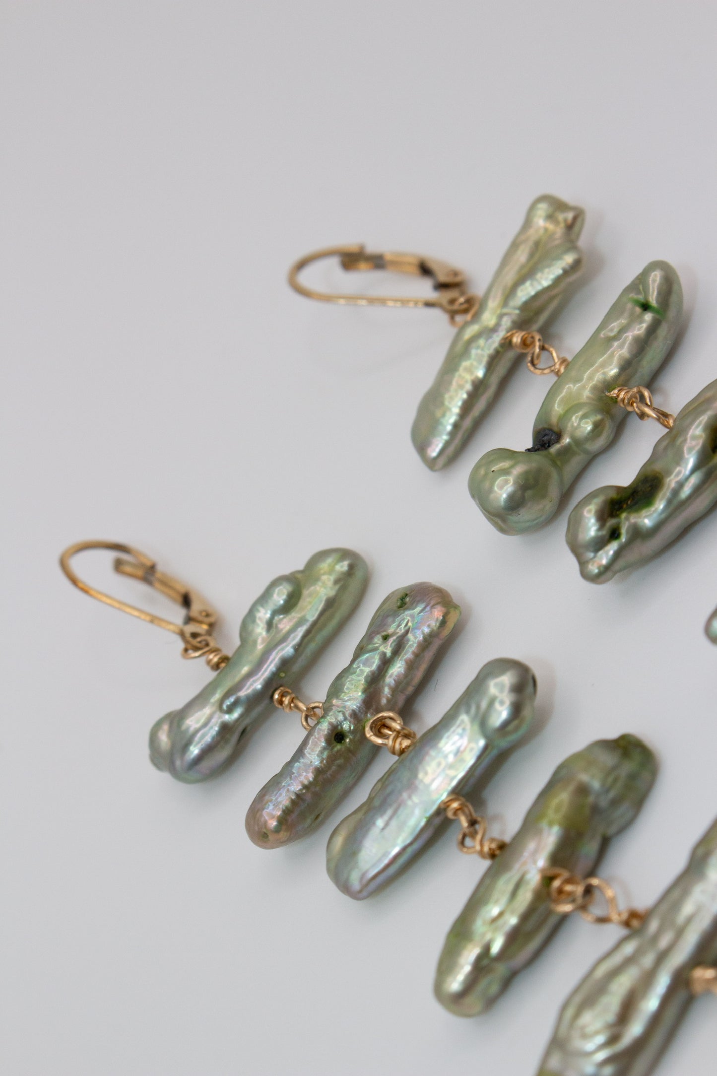 Freshwater Pearl Stick earrings with Moonstone drop