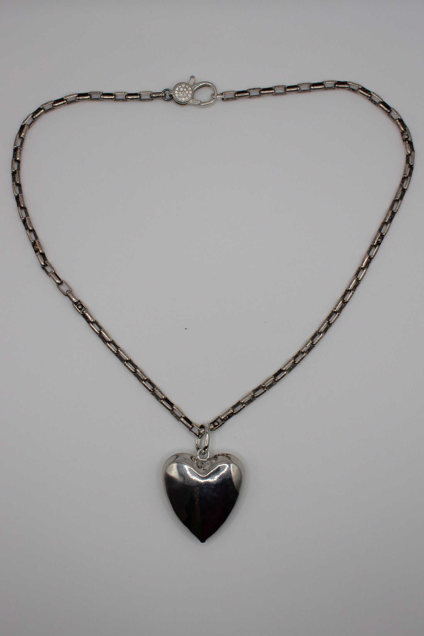Silver Puffy Heart Charm Pendant