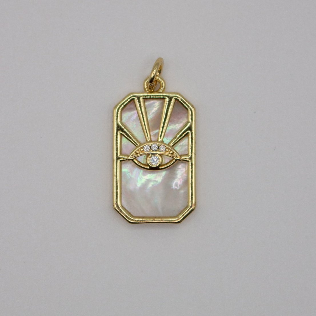 Gold Evil Eye with Mother of Pearl Charm Pendant