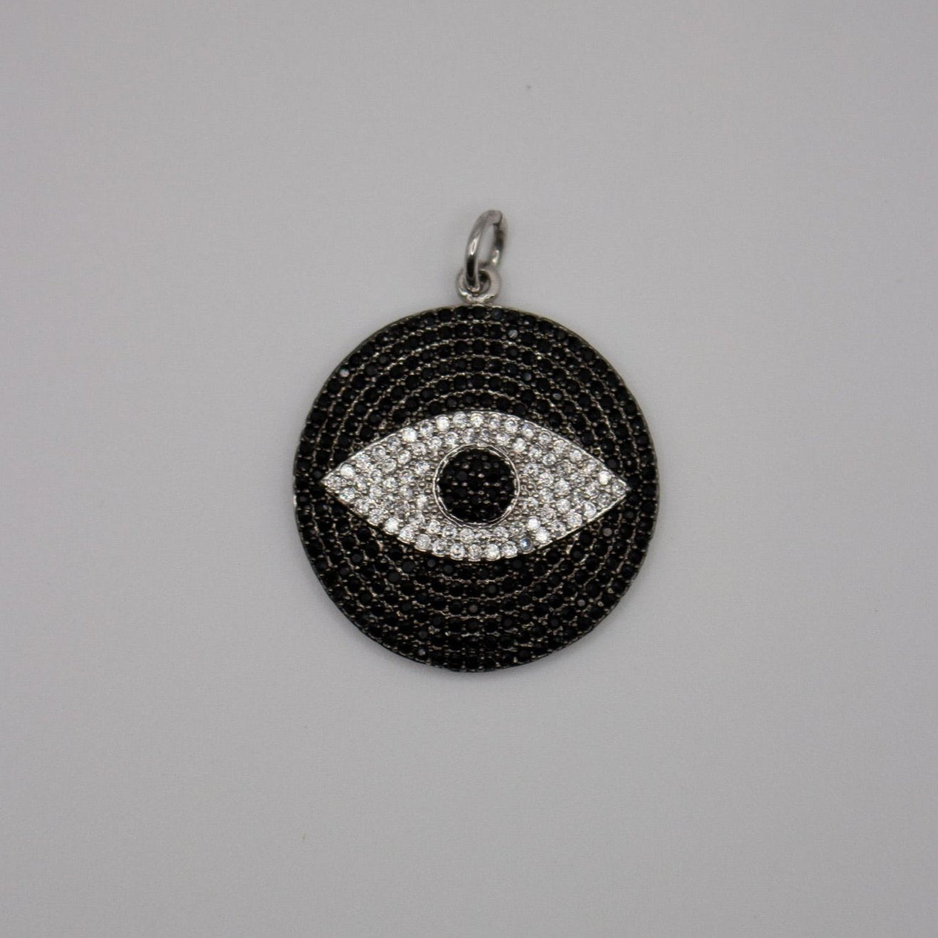 Silver Circle Evil Eye Charm Pendant