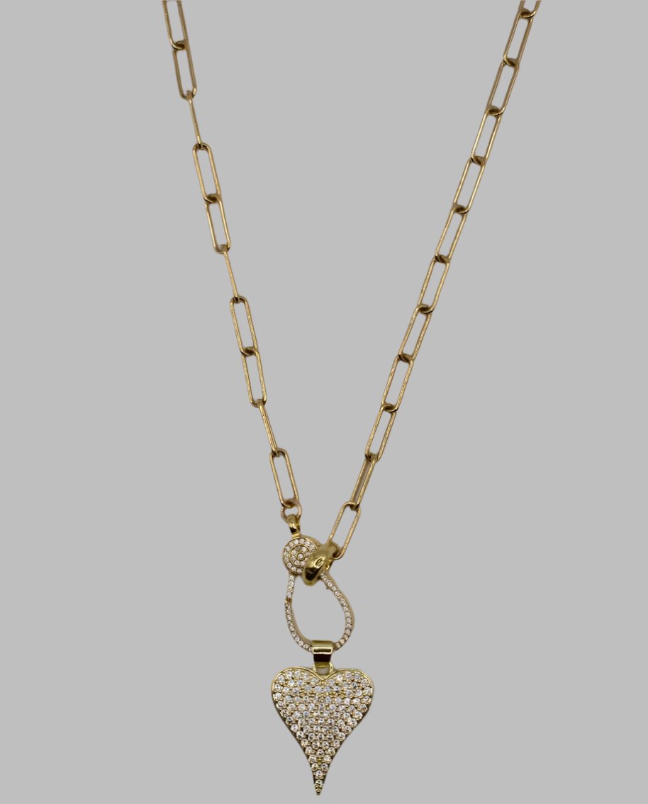 White Topaz Heart Charm Pendant