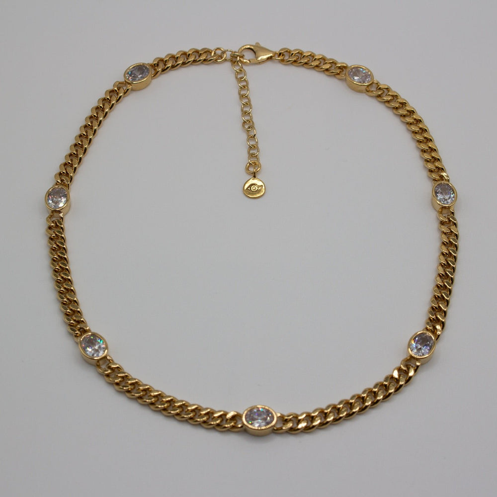 
                      
                        Classic Gold Curb C-Cain with CZ's
                      
                    