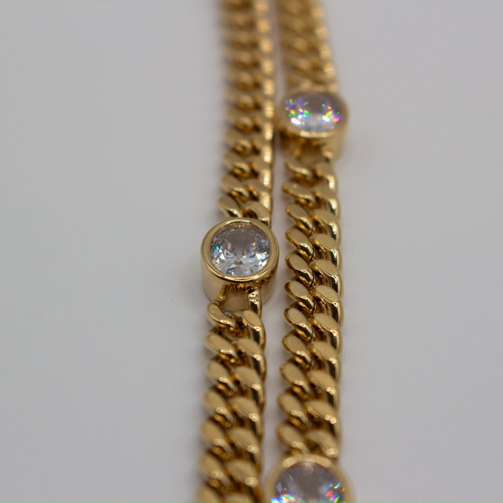 
                      
                        Classic Gold Curb C-Cain with CZ's
                      
                    